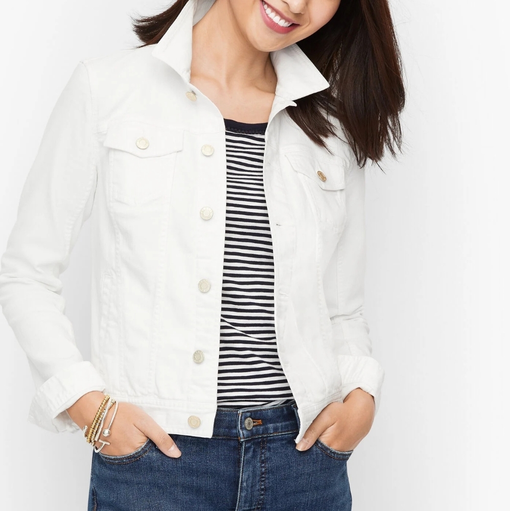Talbots Classic White Jeans Jacket